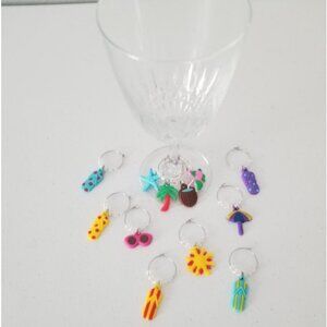 12pcs. Beach Themed Wine Marker Barware Glass Charm Drink Tracker Stemware